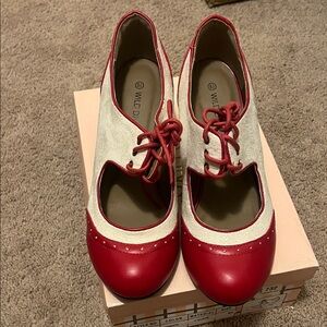 Wild Diva Red and Cream Flats